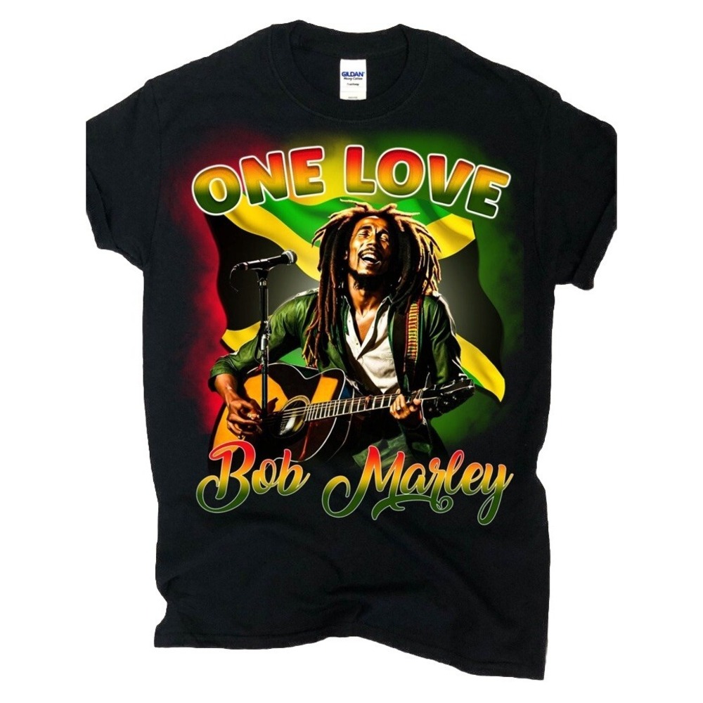 Men's Bob Marley Short Sleeve Crewneck Black T-Shirt Tee‎ "One Love" 2XL